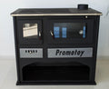 Prometey Cuisinières, 11 kW, Noir/Argenté, Poêle à bois cuisinière four avec verre - PRAKTIK - LUX