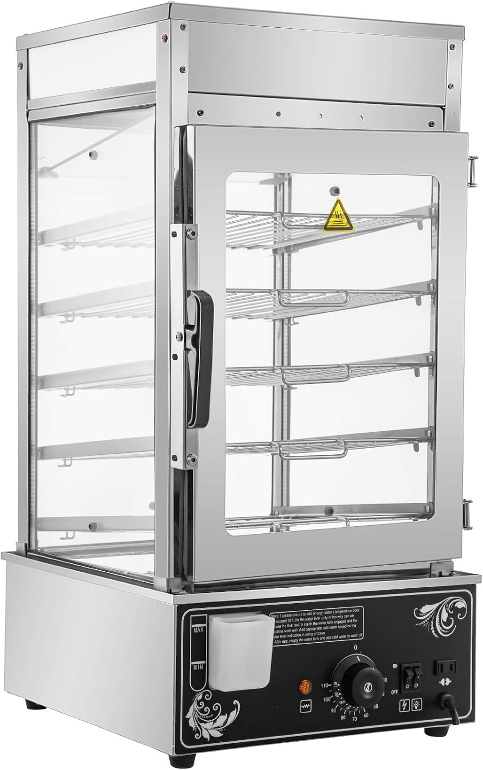 VEVOR Cuiseurs vapeurs électriques, 15,0 x 15,7 x 29,3 po (380 x 400 x 745 mm), 900 W, 900 W, Noir/Argenté, Cuiseur à Vapeur Commercial