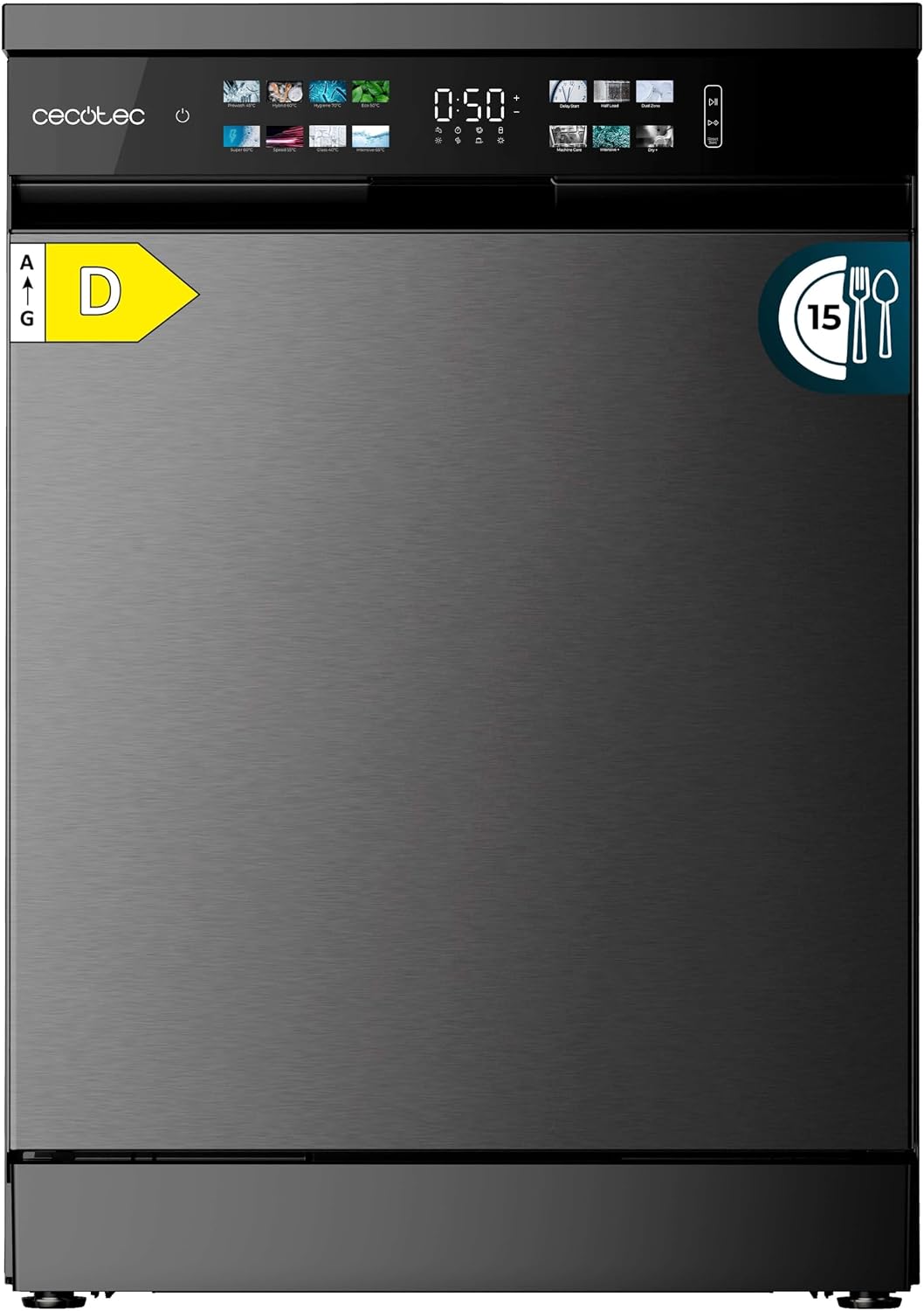 Cecotec Lave-vaisselles standards, 60 cm, Noir, Lave-vaisselle Bolero Aguazero 6210 Dark D Lave-vaisselle foncé