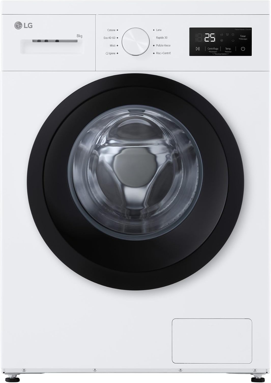 LG lave-linge, 8 kg, Blanc, F4NA10S8NWK machine à laver Slim Charge avant Série A1, classe A, 1400 tours, programme hygiénique avec vapeur