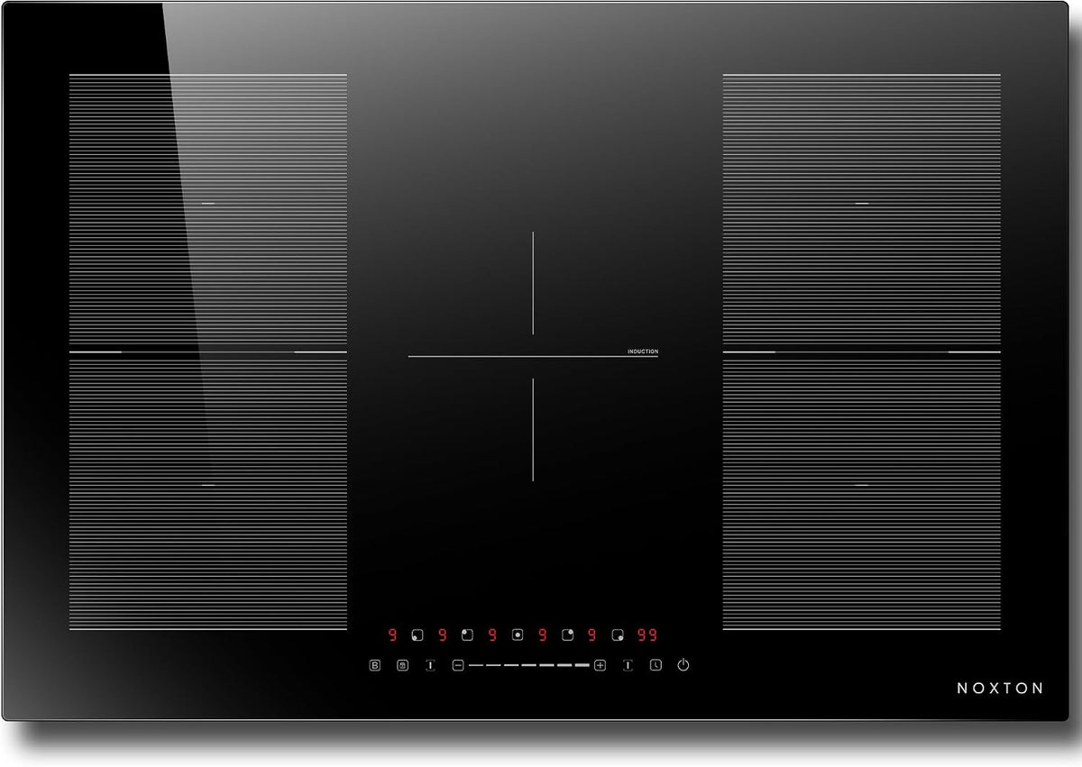 table de cuisson NOxTON, 77 CM, 7200 W, 240 V, Noir, Plaque Induction avec Flexizone, Plaque de Cuisson Electrique 5 Feux