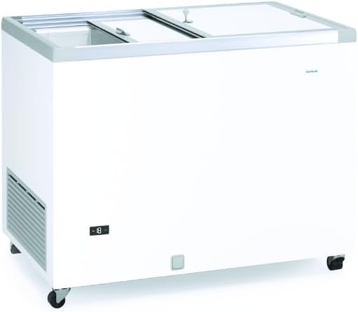 MATERIEL CHR PRO Congélateurs, 400 Litres, Blanc, Congélateur Coffre à Crème Glacée, Portes Pleines - GTO400GI