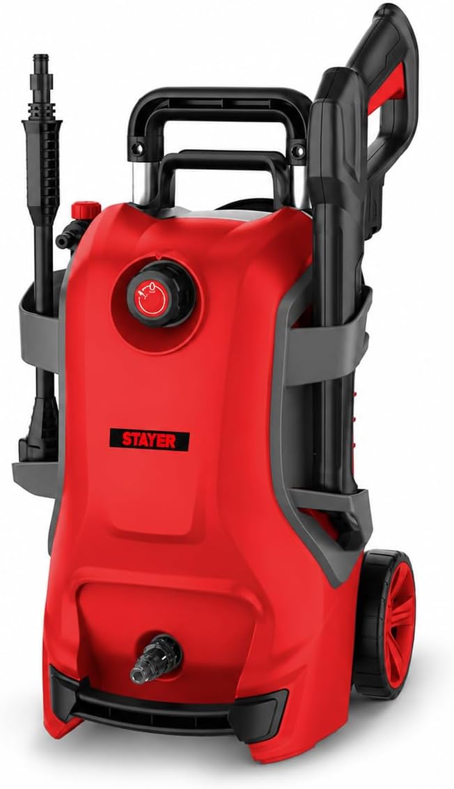 Stayer groupe électrogène, 2200 W, 8.5 L, 6 m, Rouge/Noir, Nettoyeur haute pression HL 2200 B, 160 bars, TSS arrêt auto