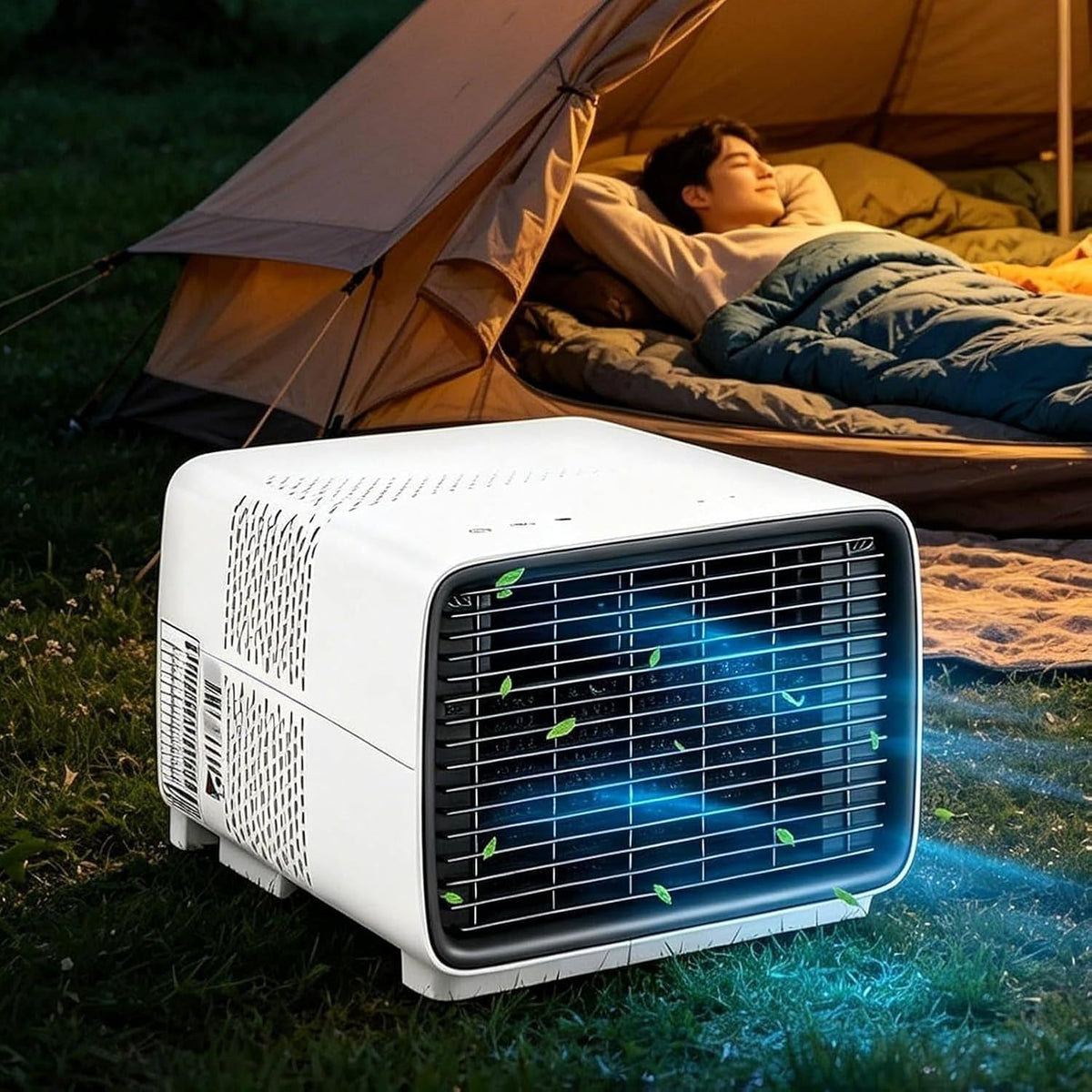 climatiseur portable ZJHHRZ, 2700 BTU, 280 W, 10 m, 45 DB, Blanc, Climatiseur Mobile pour Caravane, 3-en-1: Froid Sec Ventilateur pièces ²