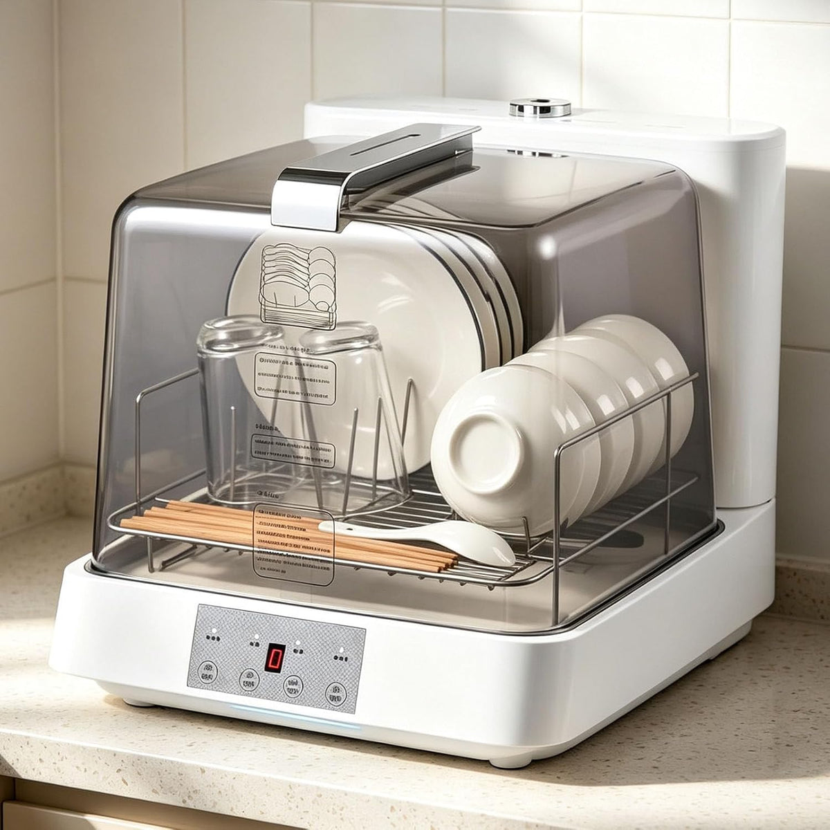 Lave-vaisselles portables PtaTritious, 48 x 38 x 40 cm / 18,89 x 14,96 x 15,74 po, 5 couverts, 800 W, 110 V / 220 V, PP, Transparent