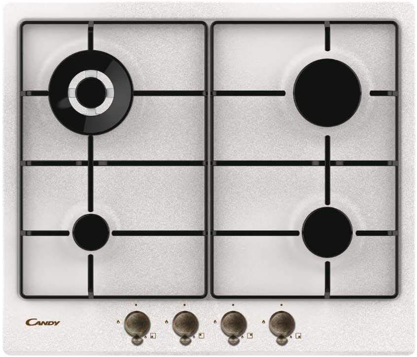 Tables de cuisson CANDY, largeur 59,9 cm, profondeur 51 cm, hauteur 3,8 cm, 59,5 x 51 x 3,8 cm, Argenté, Classic Plateau de cuisson à gaz 4 feux