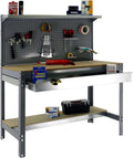 Simon Rack Établis, 600 kg, 1445x1210x610 mm, Gris, SimonRack Etabli d'Atelier, Capacité de Charge, Panneau Perforé avec 1 Étagère
