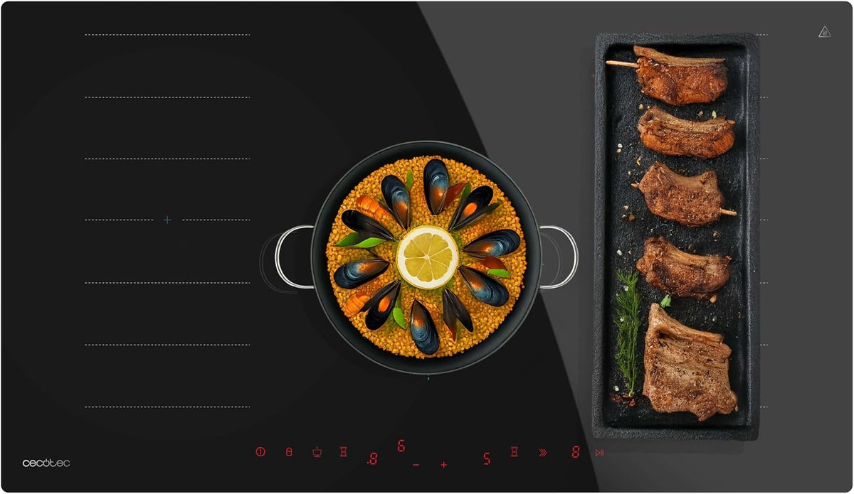 Cecotec Tables de cuisson, 10200 W, 30 cm, Noir, Plaque à Induction Bolero Squad I 5600 FullFlex90, 2 Zones Flexibles