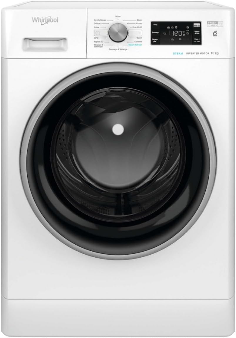 Whirlpool lave-linge, 10 kg, Blanc, frontal 1400 Tours/min - FFBD10469BSVFR