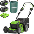 Greenworks tondeuse à gazon, 2x24, 46 cm, 55 L, 4 Ah, 120 L, Vert/Noir, V sans Fil, Largeur de Coupe, Sac & Deux Batteries Deux Un Chargeur Double