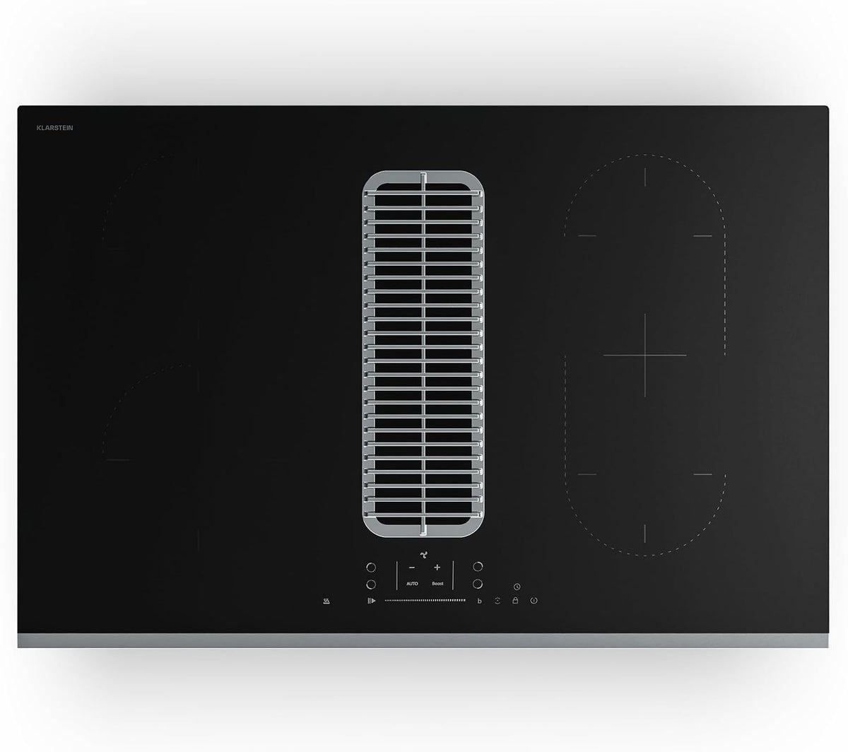 Tables de cuisson KLARSTEIN, 80 cm, 7400 W, Noir, Verosteel Plaque Induction Avec Hotte Intégrée, Curseur Tactile