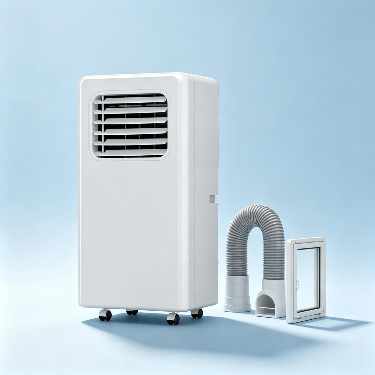 UofZc climatiseur portable, 12000 BTU, Blanc, avec télécommande et roulettes, Climatiseur mobile sur pied, poignée ergonomique