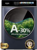 CHiQ lave-linge, 10 kg, 580 mm, Gris, avec Classe A-30% pour Grande Famille, Écran Tactile LED, Lavage Vapeur