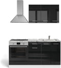 Vicco four encastrable, 160 cm, Noir/Blanc, Cuisine R-Line, Noir Brillant/Blanc, meuble sans PT
