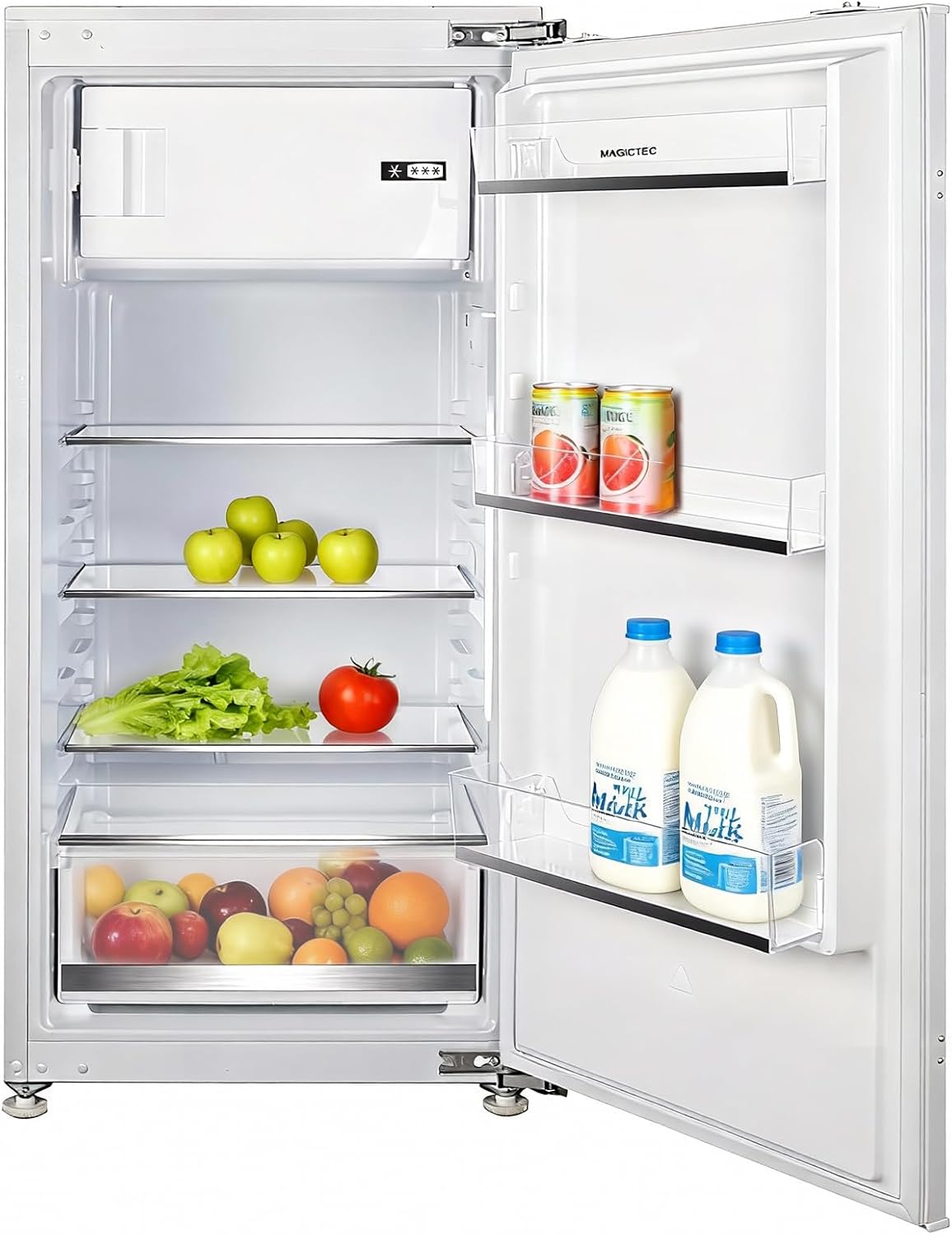magictec réfrigérateur, 188 L, 172 L, 16 L, 122 cm, Blanc, encastrable avec congélateur, Commande mécanique