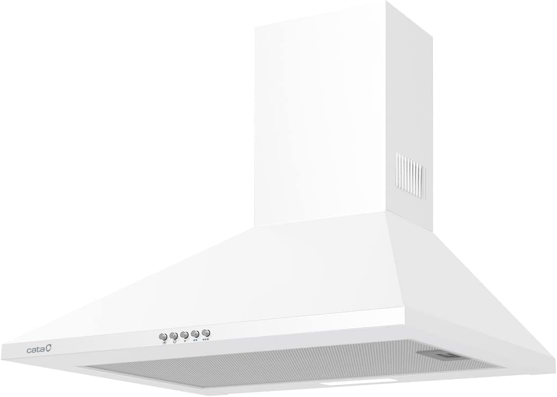 CATA hotte aspirante, 600 WH, 60 cm, Blanc, Modèle OMEGA II, Cloche décorative murale, 3 niveaux d'extraction