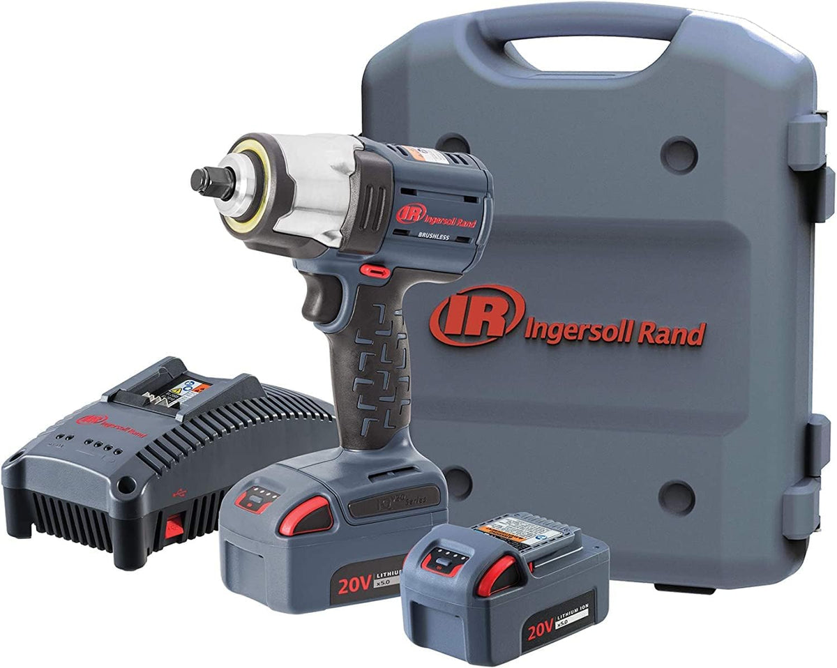 Ingersoll-Rand Visseuses à choc, 750 Nm de couple de décollement et 500 Nm de couple MAX, 20 V, 5,0 Ah, Bleu, Kit Clé à Chocs W5153-K22B-EU