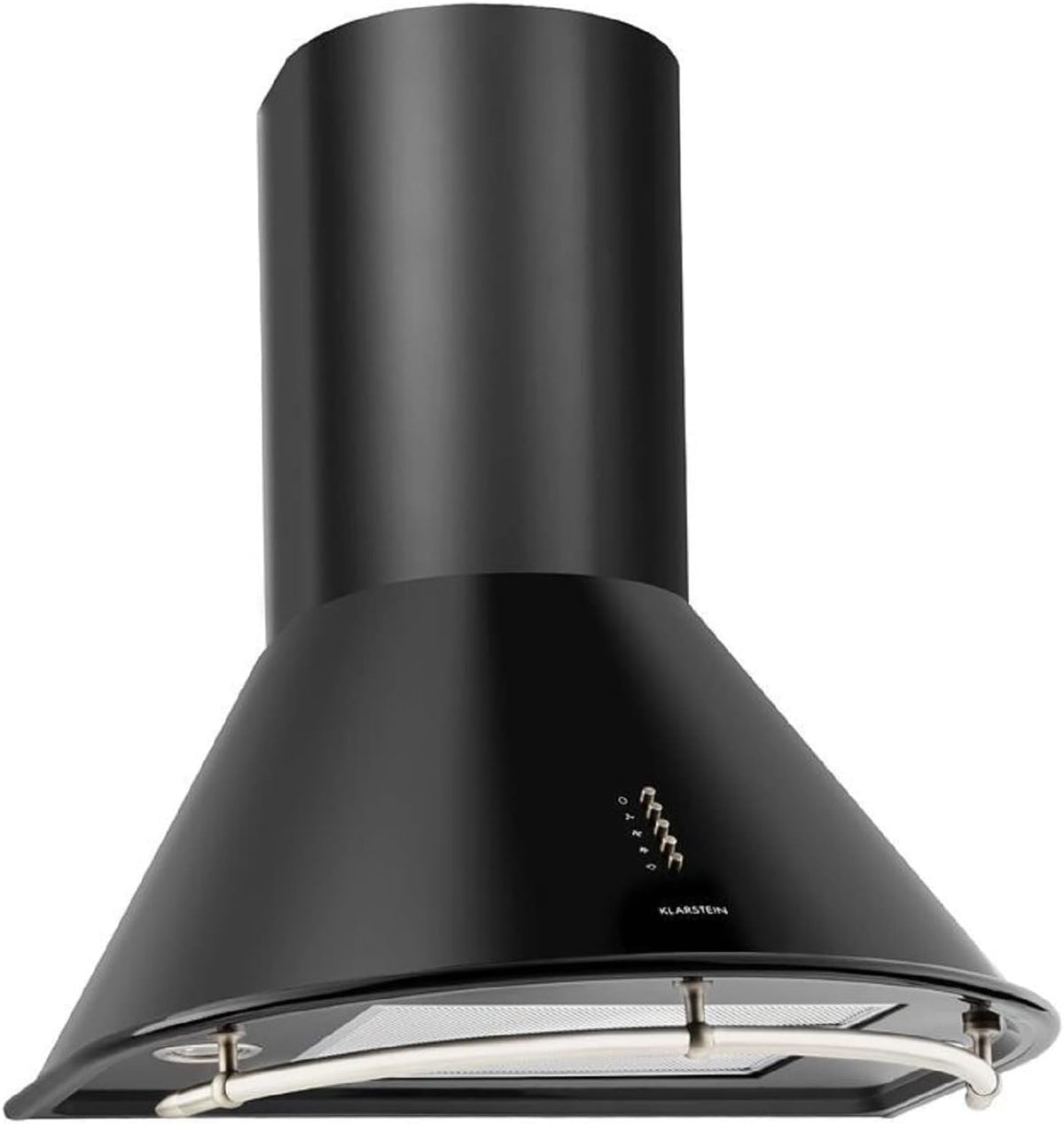 KLARSTEIN hotte aspirante, 60 cm, Noir/Argenté, Noir - Retro, Hotte de Cuisine, Acier Inoxydable, 352 m3/h