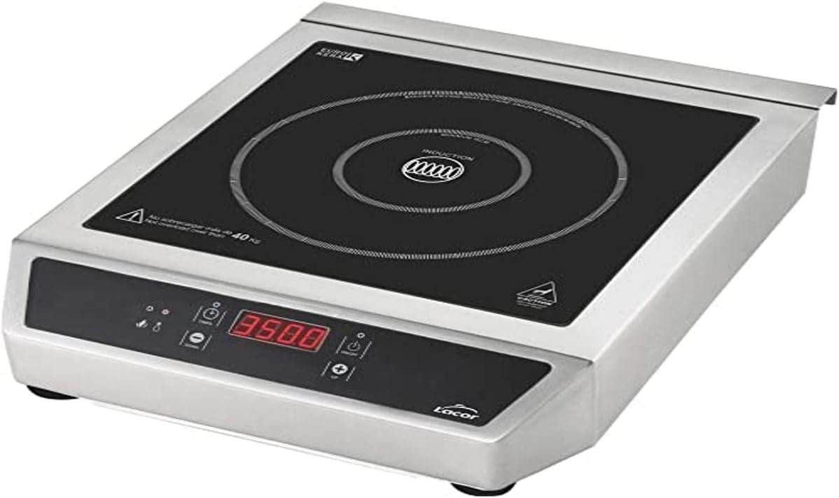 LACOR Plaques de cuisson, Blanc, 69132 - Fourchette à induction portable, surface vitrée, contrôle, Ustensile professionnel durable