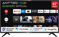 Antteq téléviseur, 42 Pouces, 106 cm, Noir, AG42F3 Smart TV ( ), Dolby Audio, Google Assistance, Bluetooth Triple Tuner(DVB-C/S2/-T2)