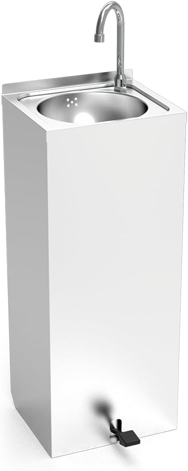 Lioninox lave-linge, 350x300x850 mm, Argenté, Lave-mains inox sur pied autonome portable XS-E