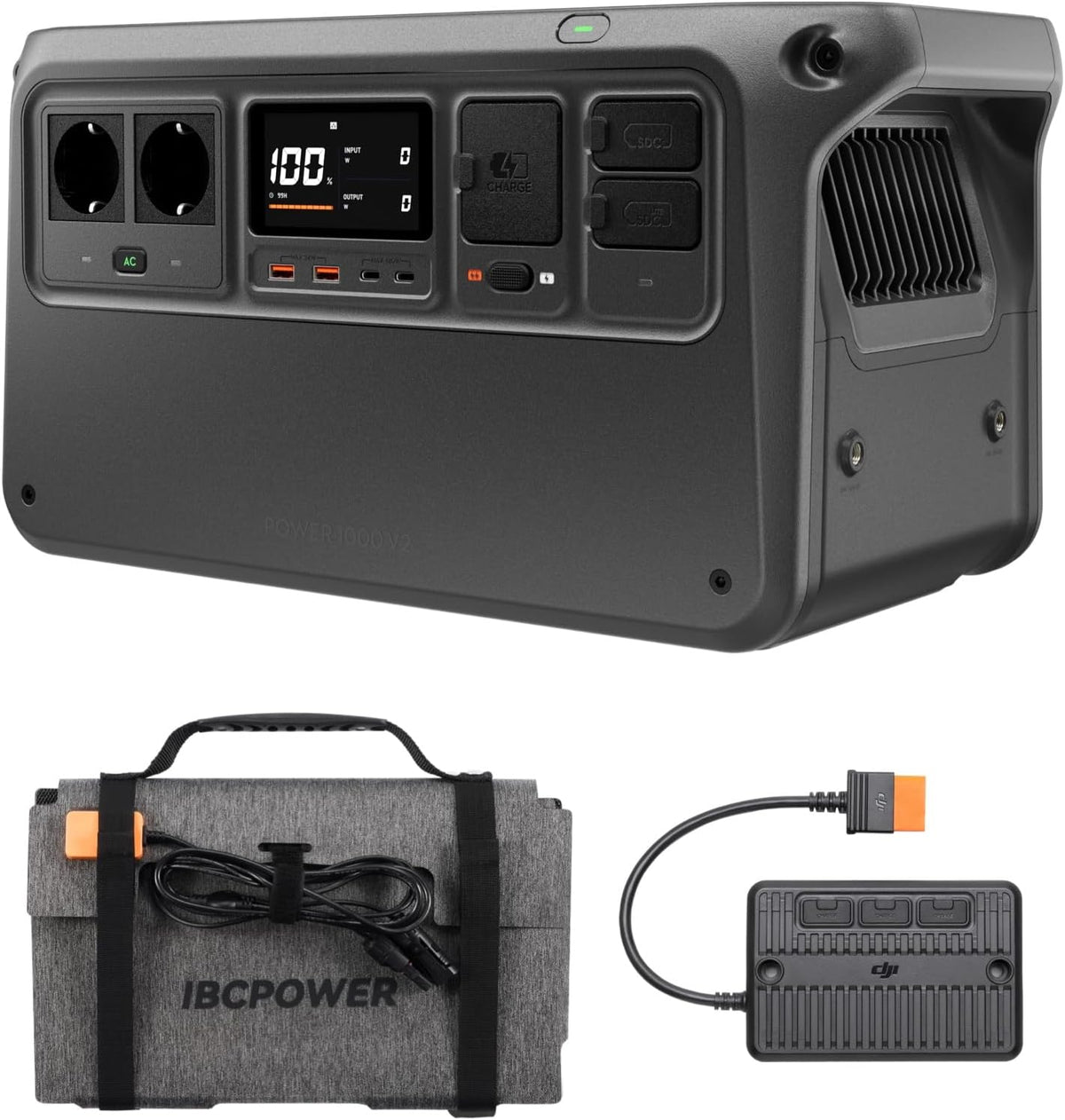 DJI groupe électrogène, 100 W, 024 Wh, 600 W, Noir/Gris, Power 1000 V2, Station électrique portable, générateur solaire avec panneau solaire