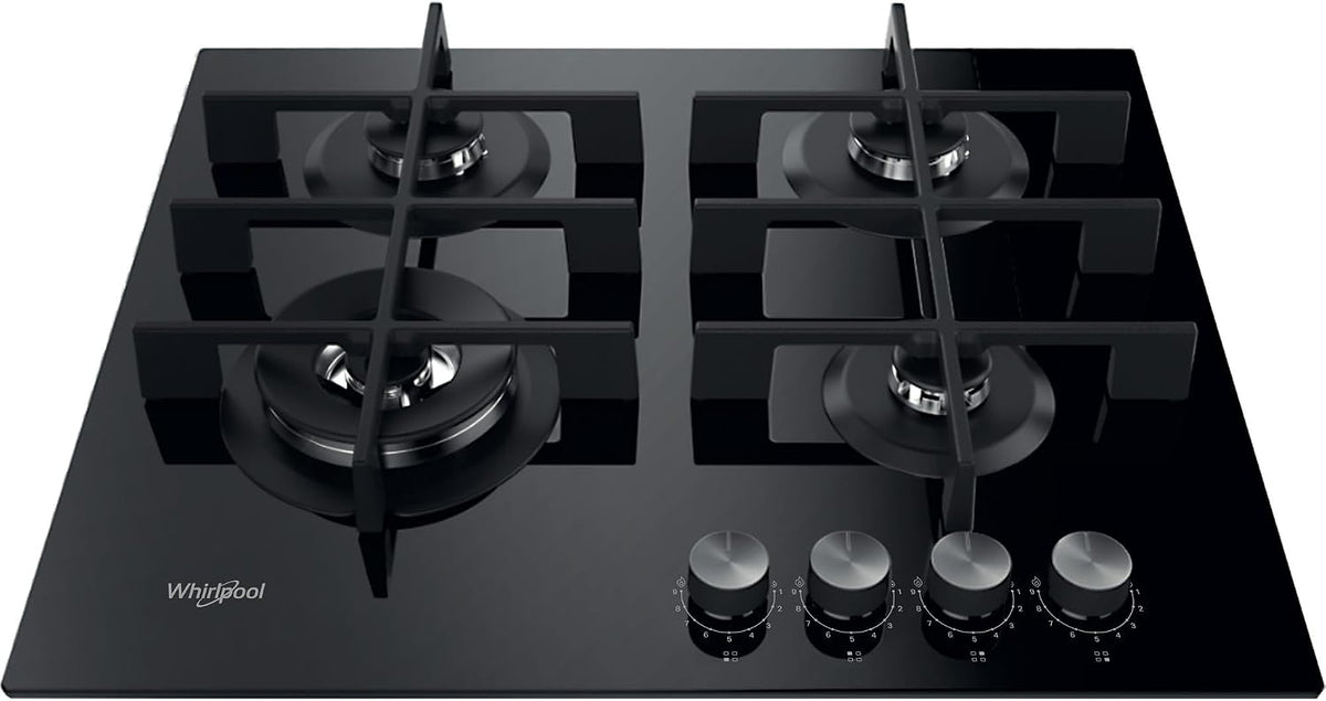 table de cuisson Whirlpool, 60 cm, 59 cm, Noir, GOWL628NB Plaque de cuisson à gaz encastrable, 4 brûleurs