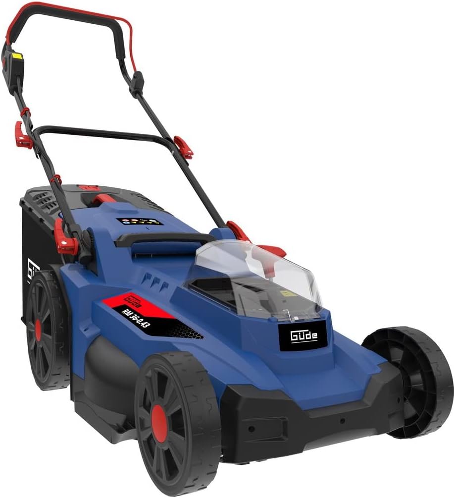 Güde tondeuse à gazon, 36 V, 430 mm, 50 l, Bleu/Noir, sans fil RM 36-0.43 (, Easy-Energy-Exchange, Brushless