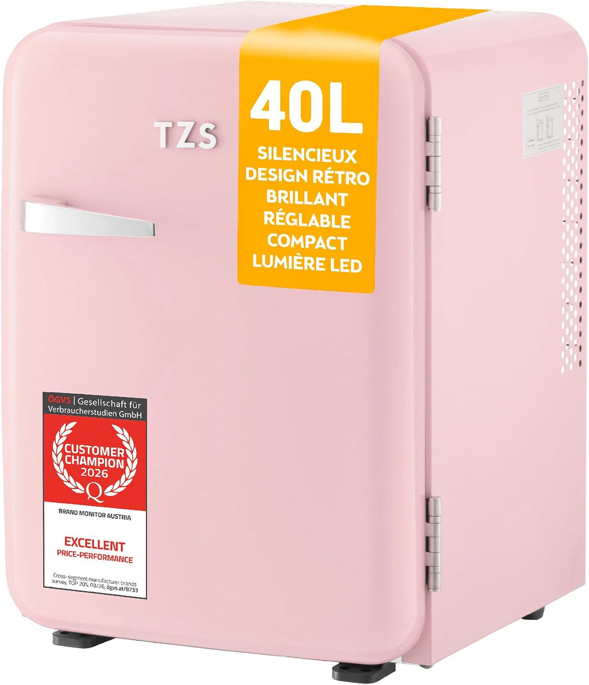 TZS First Austria mini réfrigérateur, 40 L, 22 dB, Rose