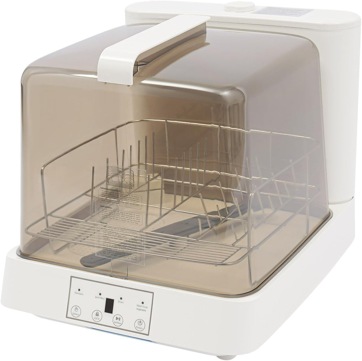 Ecoggeder Lave-vaisselles posables, 48 x 38 x 40 cm., 800 W., 220 V., 8 l, polypropylène., blanc, marron., Mini lave-vaisselle de table