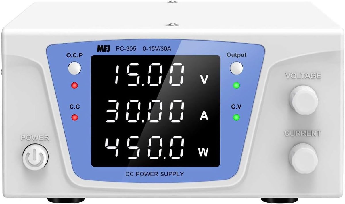 MFJ Radios CB, 120 x 160 x 80 mm (Poids : 2 kg), 15 V, Gris/Bleu, PC-305 Alimentation de Laboratoire Réglable 0- / 0-30A
