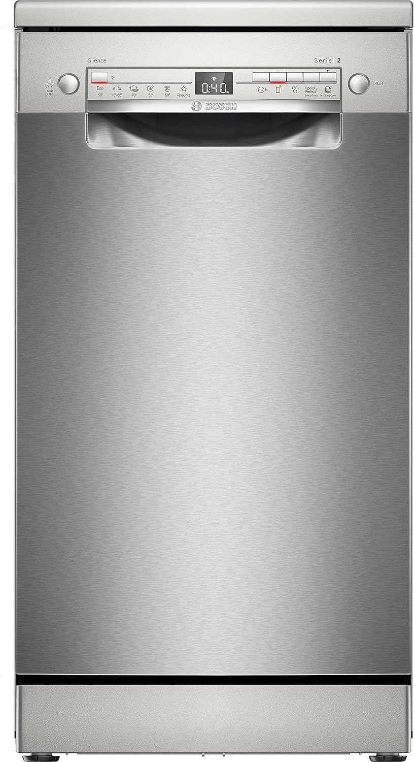 Bosch Lave-vaisselles standards, 45 cm, Argenté, SPS2HKI58E, Lave-vaisselle pose-libre, 10 couverts, Home connect
