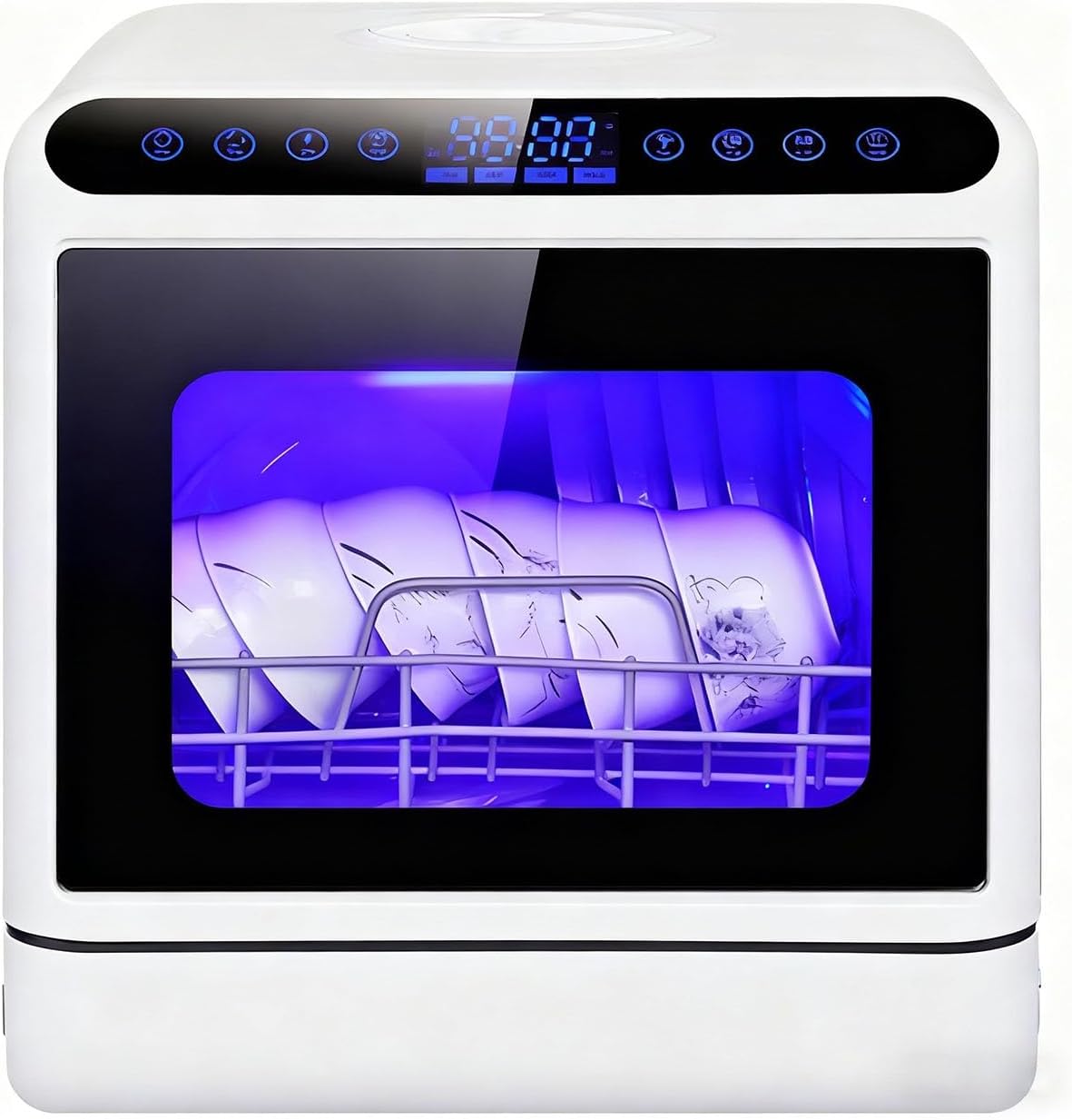 bureau Efficieran, 52 dB(A), 5 L, Blanc, Lave-Vaisselle Portable Lave-Vaisselle De Comptoir Avec Réservoir D'Eau