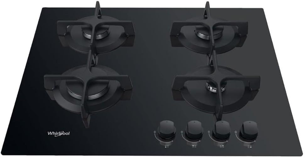 table de cuisson Whirlpool, 60 cm, Noir, Gaz 4 Feux - GOB616NB
