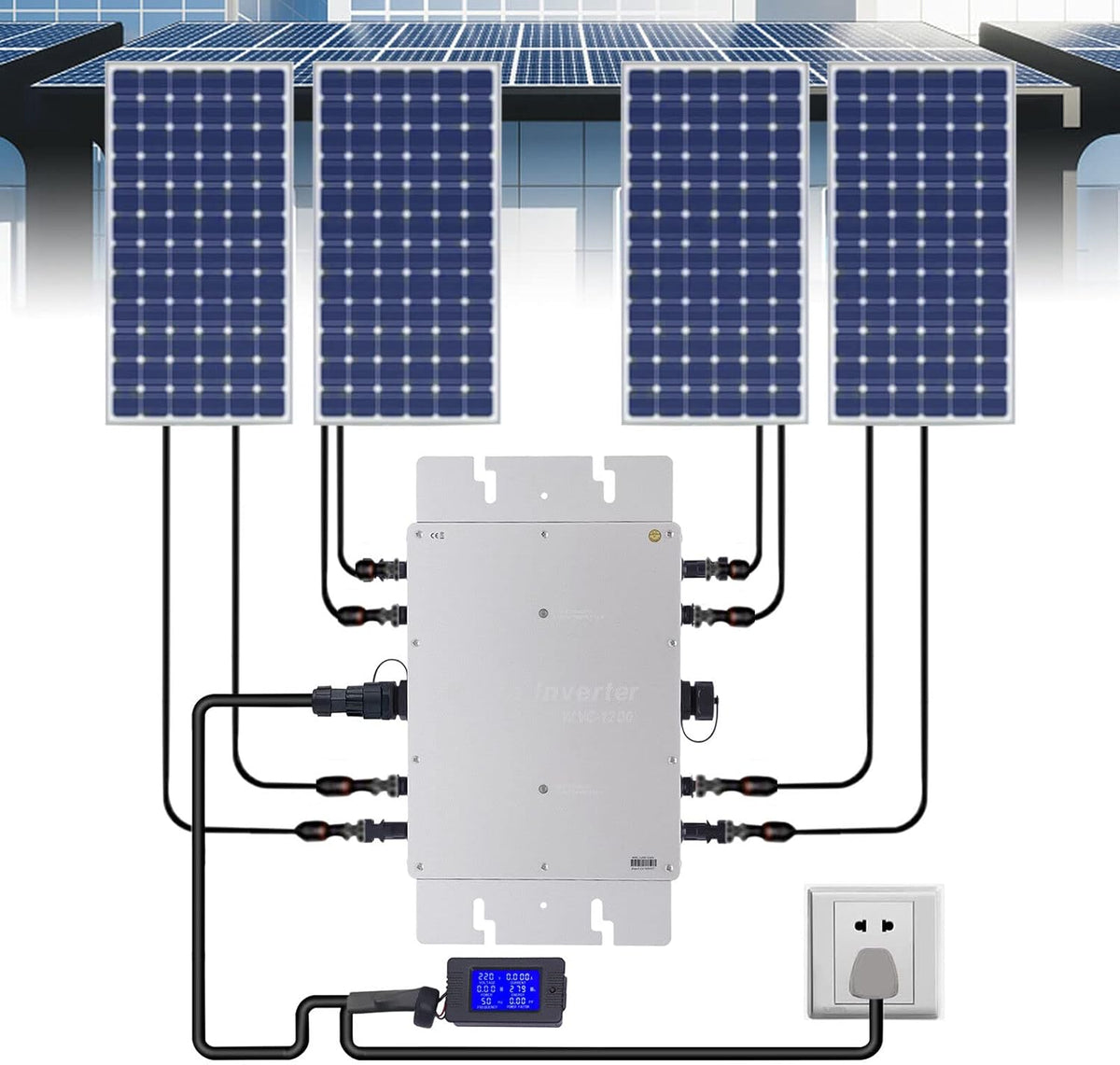 Esyogen onduleur, WVC-1200 W, 21 x 37,4 x 4 cm., 1200 W, 220 V, 50 V, alliage d'aluminium., argenté/bleu