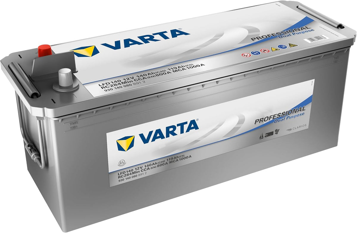 Varta Batteries de voiture, 513 x 189 x 223, 12 V, 140 Ah, Gris/Blanc, Professionnal Decharge Lente Lfd140 Batterie Bateaux