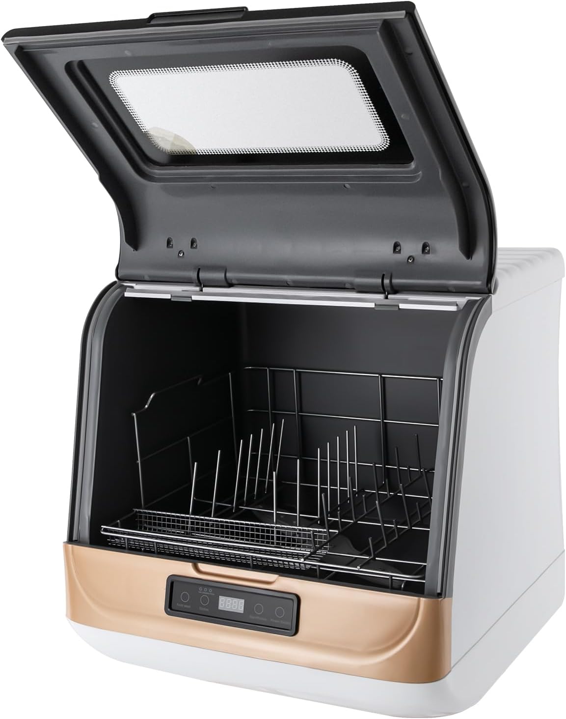 FUROMG Lave-vaisselles compacts, DWS-T05., 45 x 40 x 44,8 cm., 800 W., 220 V., PP, ABS, acier inoxydable., doré et blanc., Mini lave-vaisselle 800 W