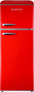 GEDTECH réfrigérateur, 215 L, Rouge, Refrigerateur Congélateur haut rétro GDPV215RD - - Capacité - Faible conso