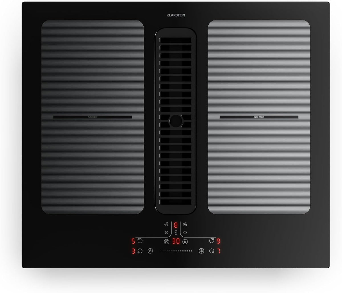 Tables de cuisson KLARSTEIN, 60 cm, 7335 W, Noir, Full House Plaque Induction Avec Hotte Intégrée - 4 Zones