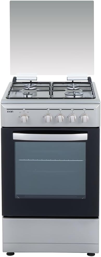 SVAN Cuisinières, 43 L, Argenté, Cuisinière Gaz Butane, Cuisinière Indépendante, 4 Zones de Cuisson, SKG4501X. Commande Manuelle