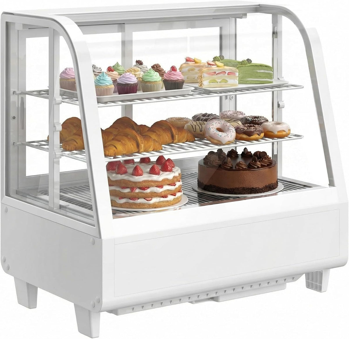 Upstreman réfrigérateur, 100 L, Blanc, Vitrine Réfrigérée avec Éclairage LED, Contrôle Numérique de Température 2-10°C