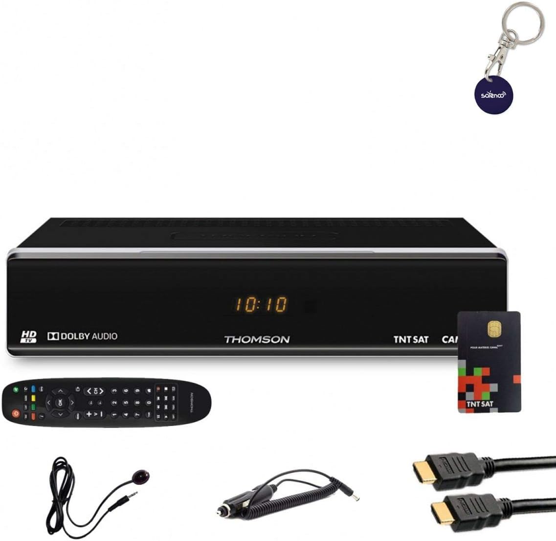 THOMSON téléviseur, 12 V, Noir, Récepteur TV Satellite HD + Carte TNTSAT V6 + Câble HDMI+ Câble + Déport IR