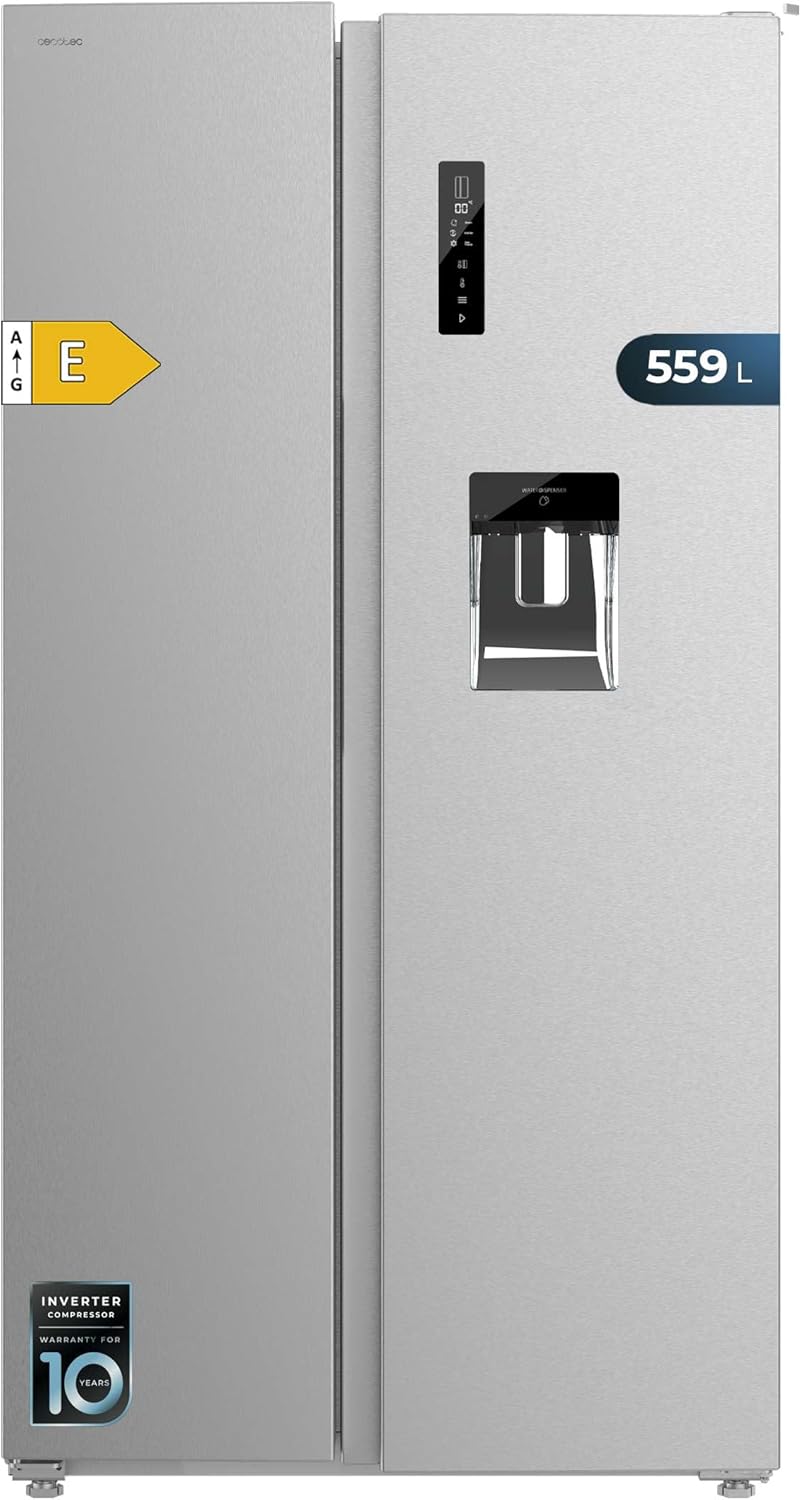 Cecotec réfrigérateur, 559 L, 177 cm, 90 cm, Argenté, Américain Bolero CoolMarket SBS 559 Inox E, Classe E