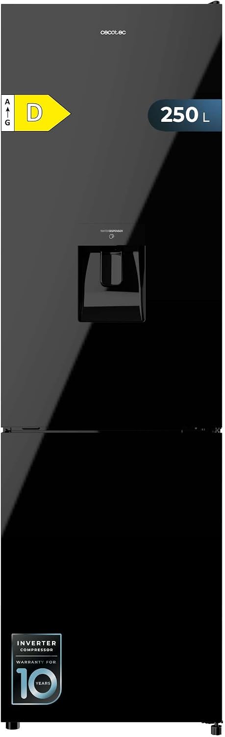 Cecotec réfrigérateur, 250 L, Noir, combiné Bolero CoolMarket Combi 250 WD Black Glass D. Capacité, classe D