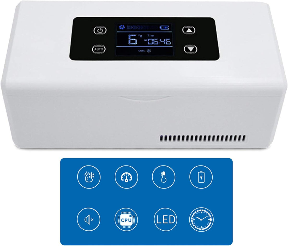 réfrigérateur, Blanc, à insuline portable avec affichage LED, refroidisseur médical de voyage, maintient une température de 2 à 8 °C