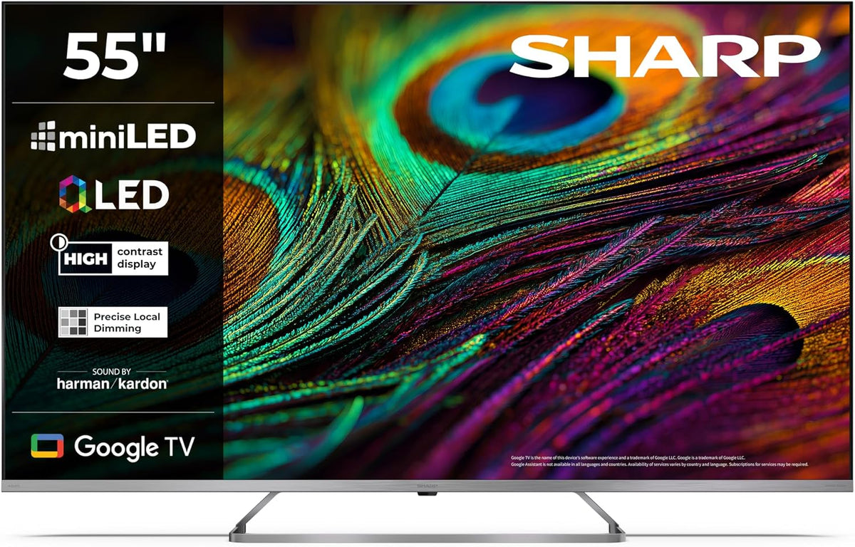 Sharp téléviseur, Noir, 55JP7265E 4K Ultra HD QLED Mini TV Google TV™ 55' (Smart TV sans cadre, Dolby Atmos