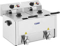 Royal Catering Friteuses, 2 x 3, 250 W, 2 x 13, Argenté, 2 Thermostats EGO, 2 Robinets, 50-190 °C)