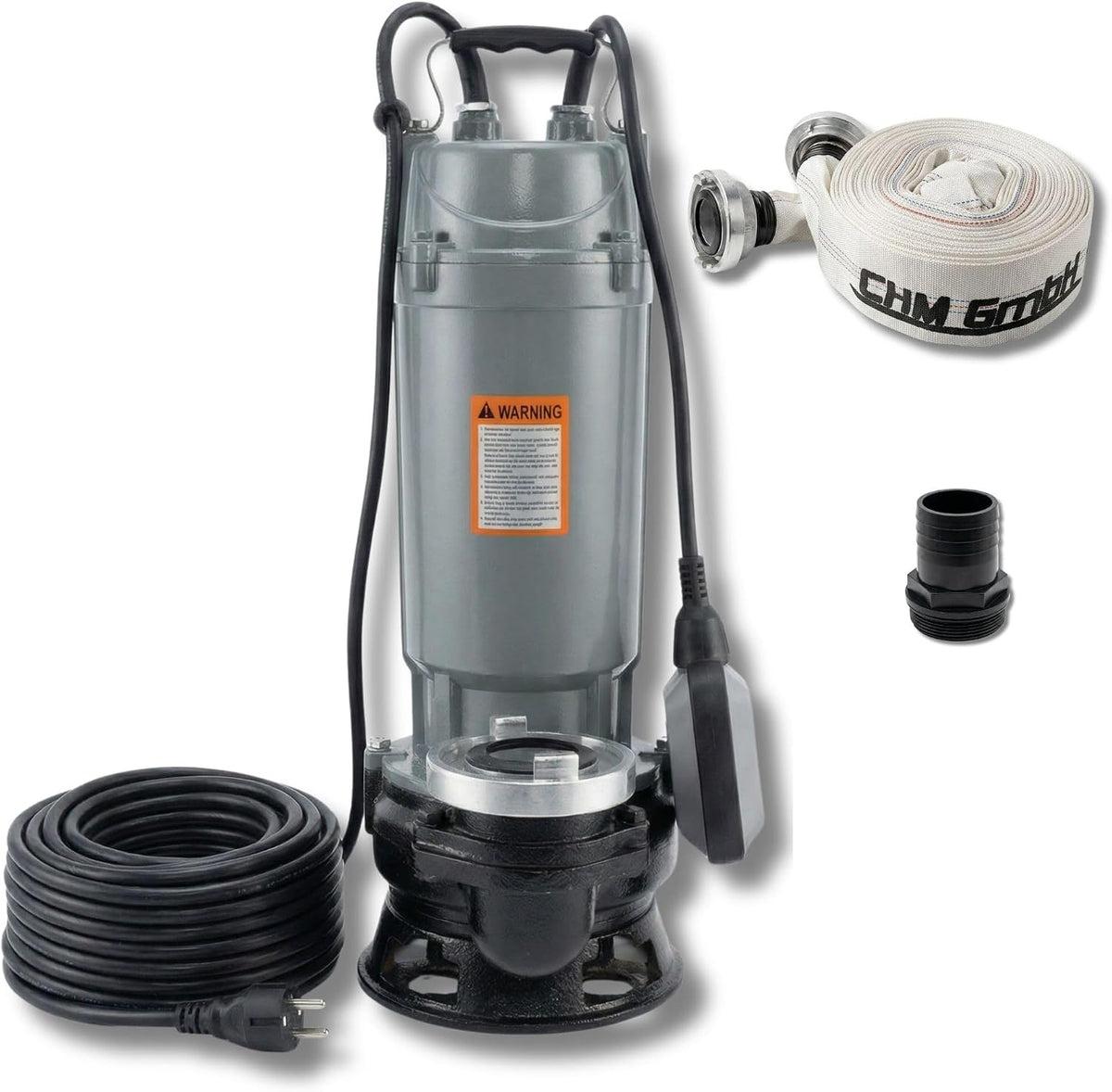 CHM GmbH Pompes de relevage, 20 m, 000 l, 30 mm, PVC thermoplastique résistant aux intempéries., Gris/Noir, Magnum 4500 Pompe à eaux usées H.max