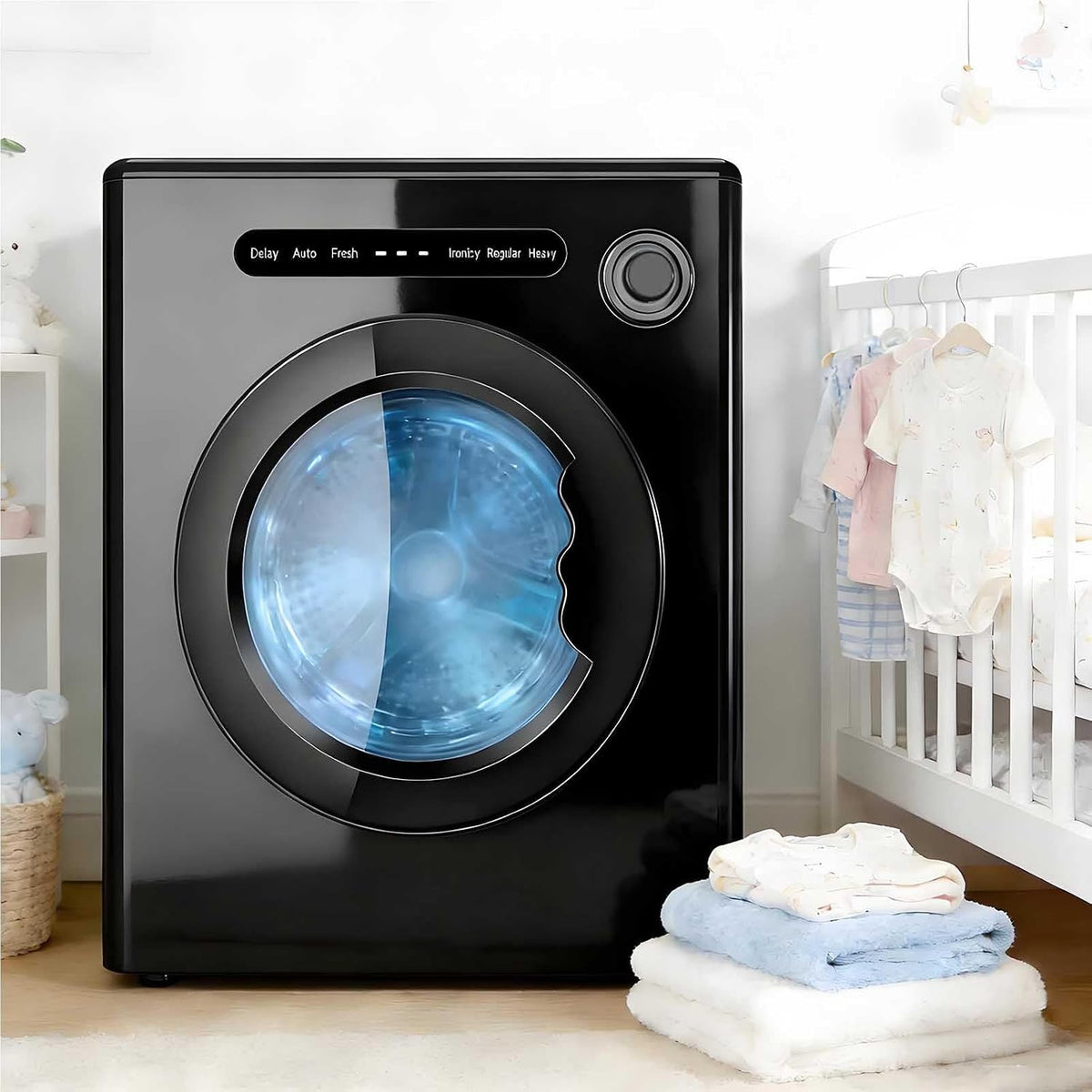 aromaoveite lave-linge, Sèche-linge portable, 4 kg environ, 68-72 dB, 800 W, 4 Kg, Noir, Séchant Compact, Fonction De Stérilisation Uv