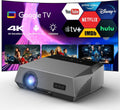 CWEUG téléviseur, Noir, Vidéoprojecteur intelligent 4K Google TV WiFi Bluetooth avec Dolby Audio, HDMI ARC 2.1
